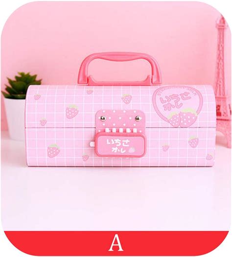 metal pencil box with lock|password pencil box for girls.